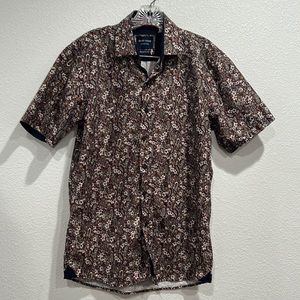 Silver Stone Collection Mens Short Sleeve Collared Floral Button Shirt SZ Medium